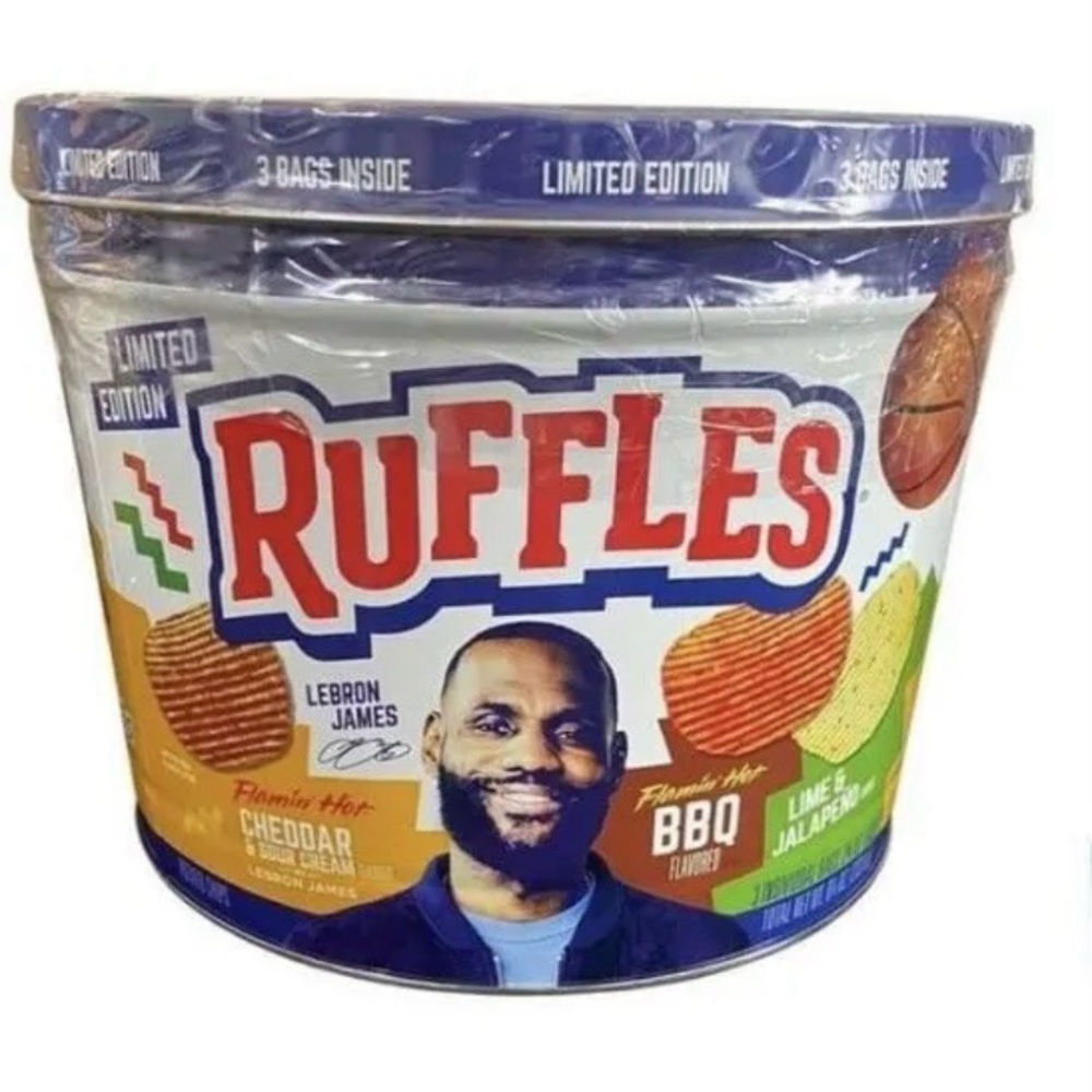 NEW SEALED Collectible Lebron James Ruffles Potato Chip Tin 3 Bags Ltd Edition
